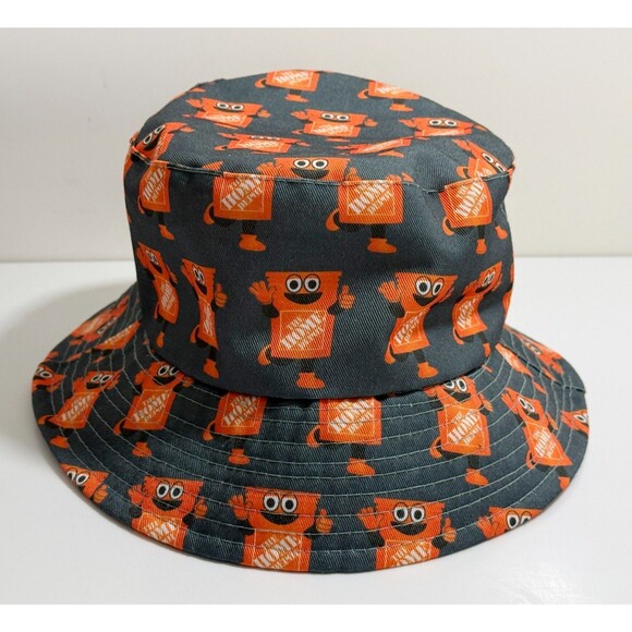 Home Depot HD Bucket Boonie Cap Hat All Over Logo Black & Orange One Size Fits - Picture 1 of 5